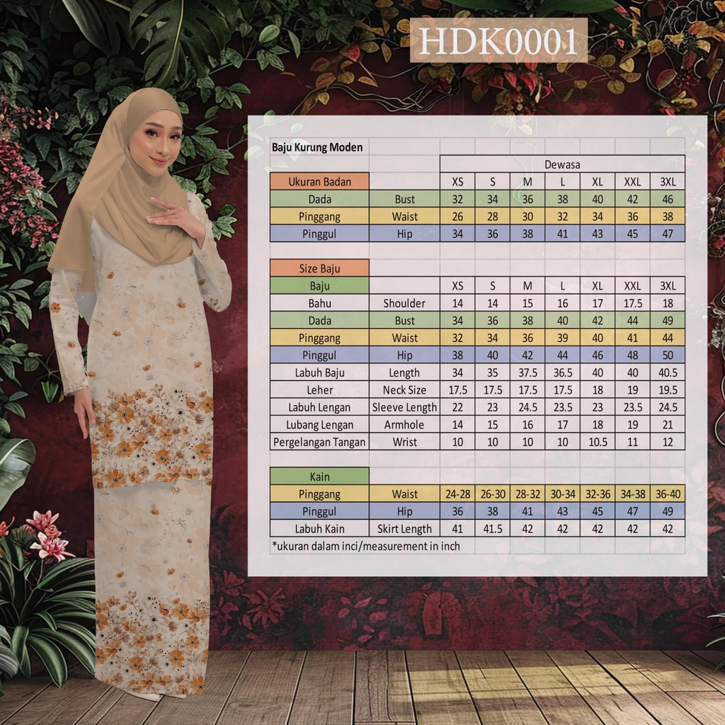 Baju Kurung Printed in HDK0001