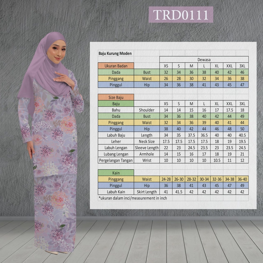 Baju Kurung Printed in TRD0111