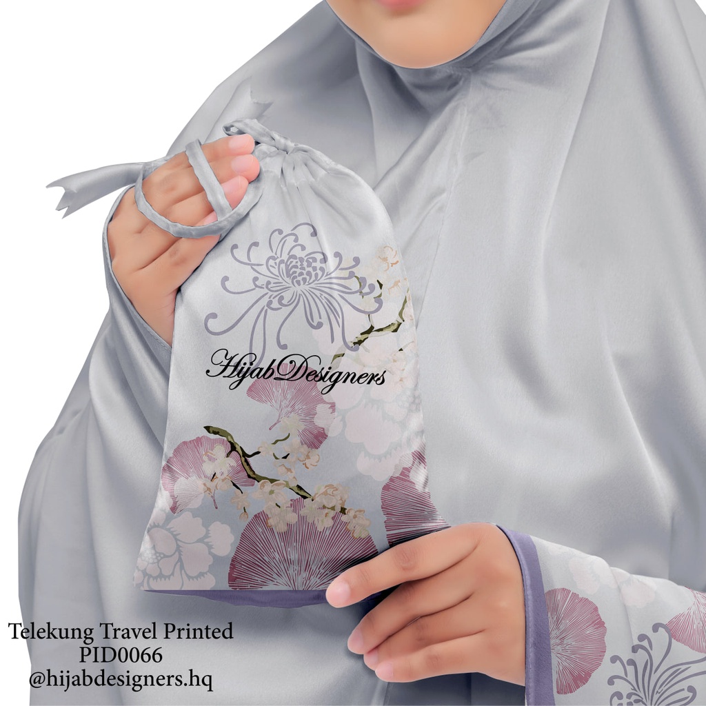 Telekung Travel Satin Printed (Awning Moss Crepe Berdagu) in PID0066